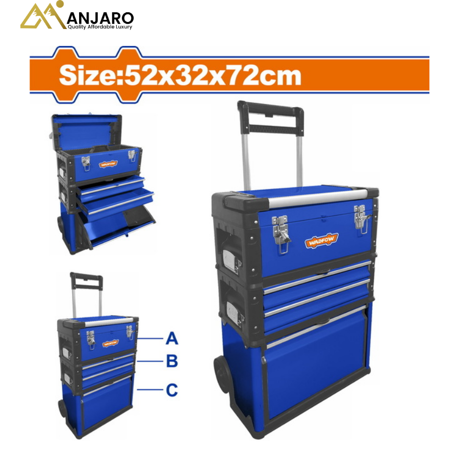 Wadfow Trolley Style Tool Box – 520x320x720mm WTB6A72