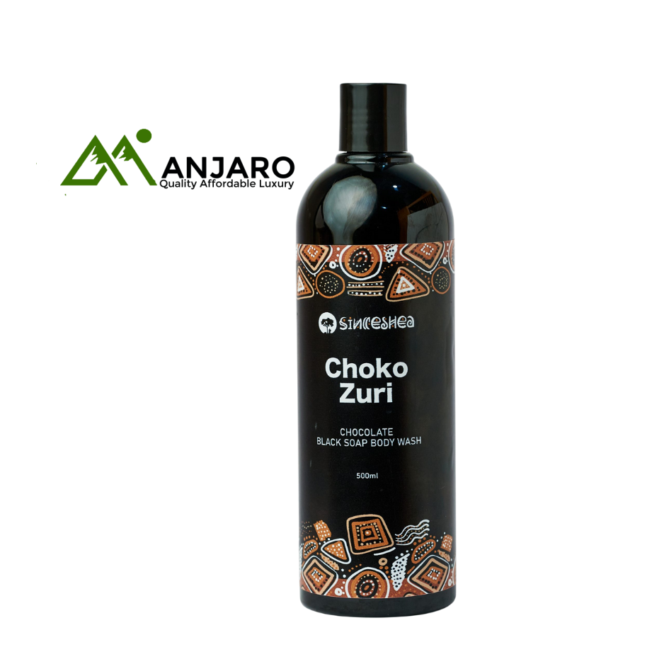 Choko Zuri Black Soap Body Wash – 500ml Hydrating Liquid African Cleanser with Cacao Essential Oil