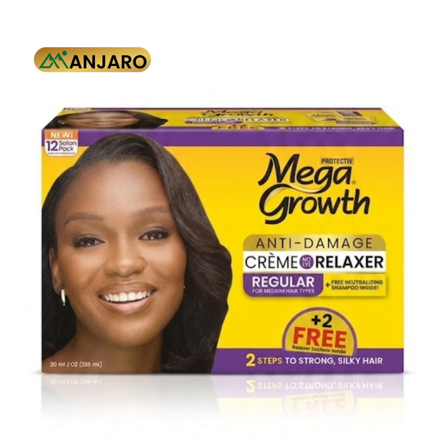 Mega Growth Hair Relaxer – Anti-Breakage Conditioning Relaxer for Stronger, Smoother & Straighter Hair 12 Salon Pack