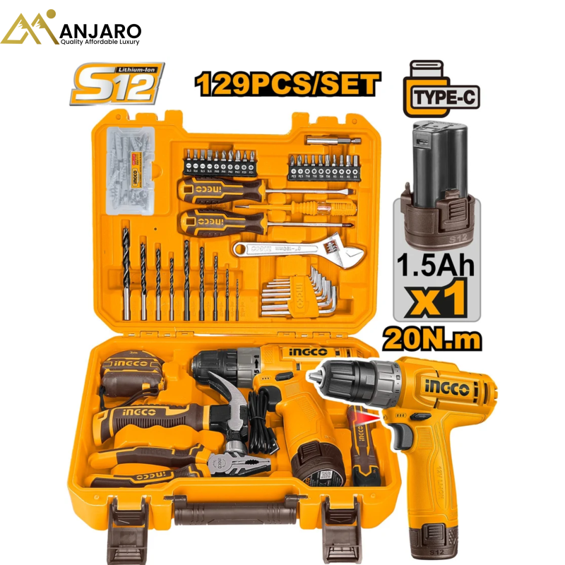 INGCO 129 Pcs Tool Set – 12V  HKTHP11291