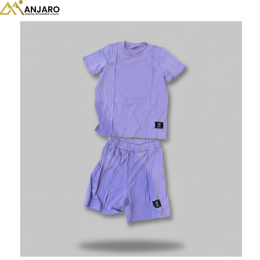 Girls Lilac T-Shirt & Shorts Set – 2 Piece Casual Outfit (Size 6–7 Years)