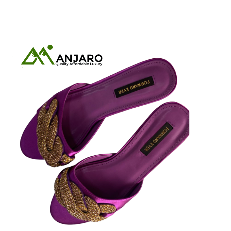 Embellished Satin Open-Toe Slip-On Sandals