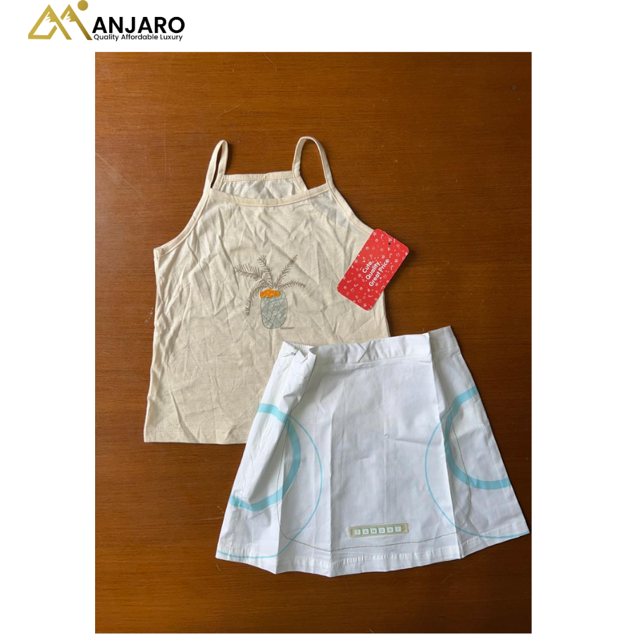 Sunny Pineapple Dream Girls 2-Piece Outfit – Sleeveless Top & Skirt Set