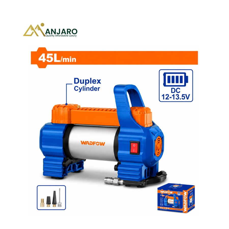 WADFOW 12V Auto Air Compressor – Dual Cylinder Portable Tyre Inflator – 120 PSI WAAC562