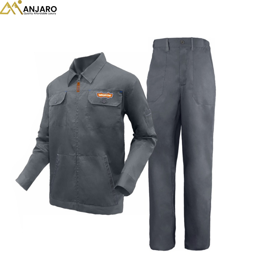 Wadfow Work Uniform Set – Sizes L & XL, 65% Polyester 35% Cotton, Zip-Front Jacket & Trousers WUN1801