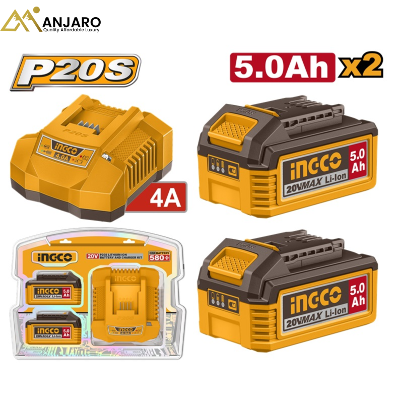 INGCO P20S Lithium-Ion Battery & Charger Kit – 20V  FBCPK2513