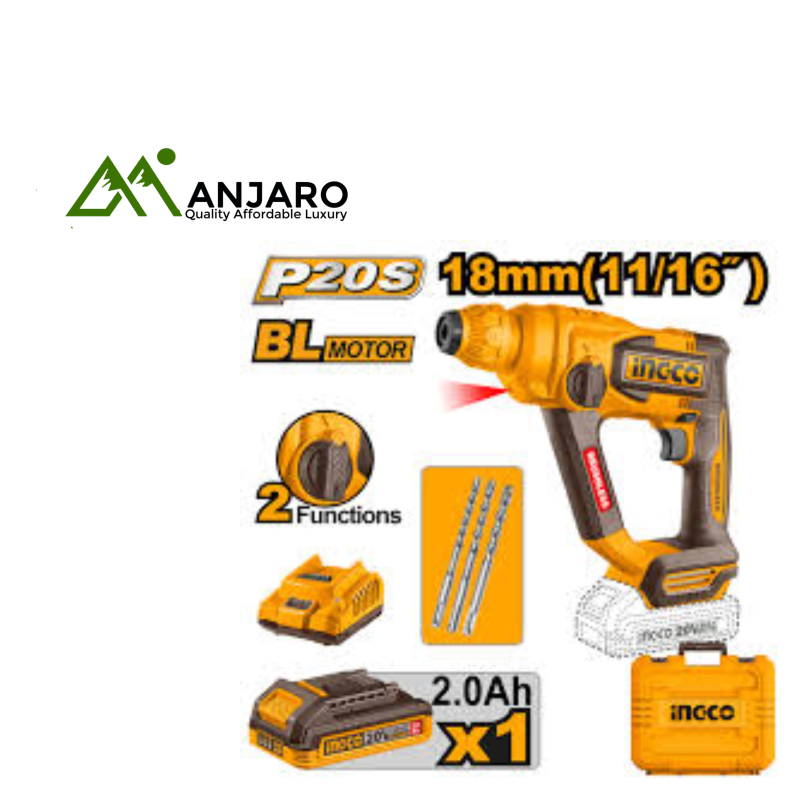 CRHLI201881 – 20V Cordless Rotary Hammer | 1.8J Impact Energy + 2.0Ah Battery & Charger Set