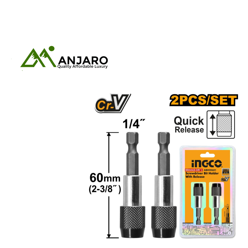 ABH20601 2 Pcs Screwdriver Bit Holder with Quick Release – 60mm Magnetic Extension for Drill & Driver Bits